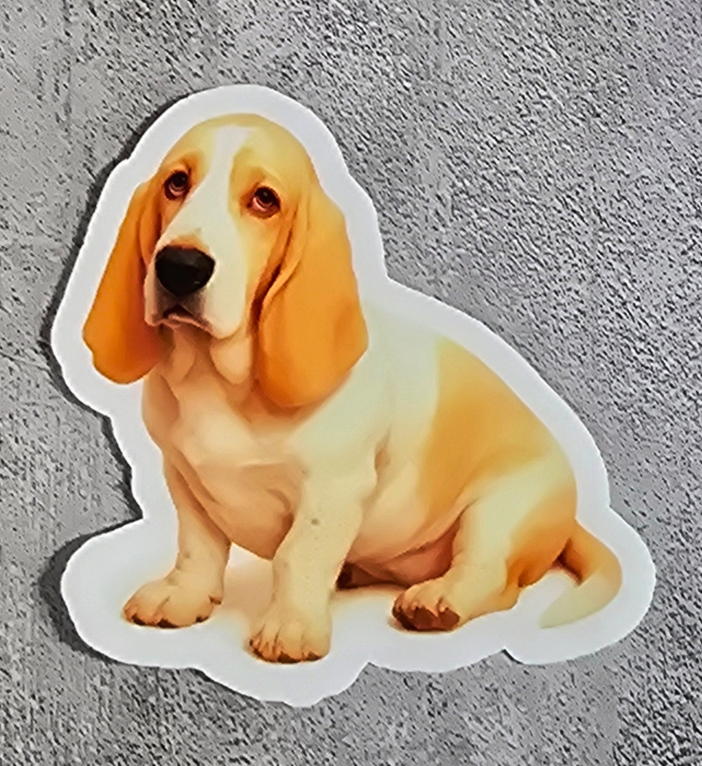 Basset Hound Dog Stickers – Watercolor Vinyl Sticker, 3” Durable Pet Decal for Laptop, Water Bottle, Journal