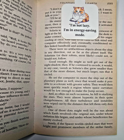 Funny Cat Bookmark, Lazy Cat Energy Mode, Bookish Gift for Readers, Grumpy Kitty Design
