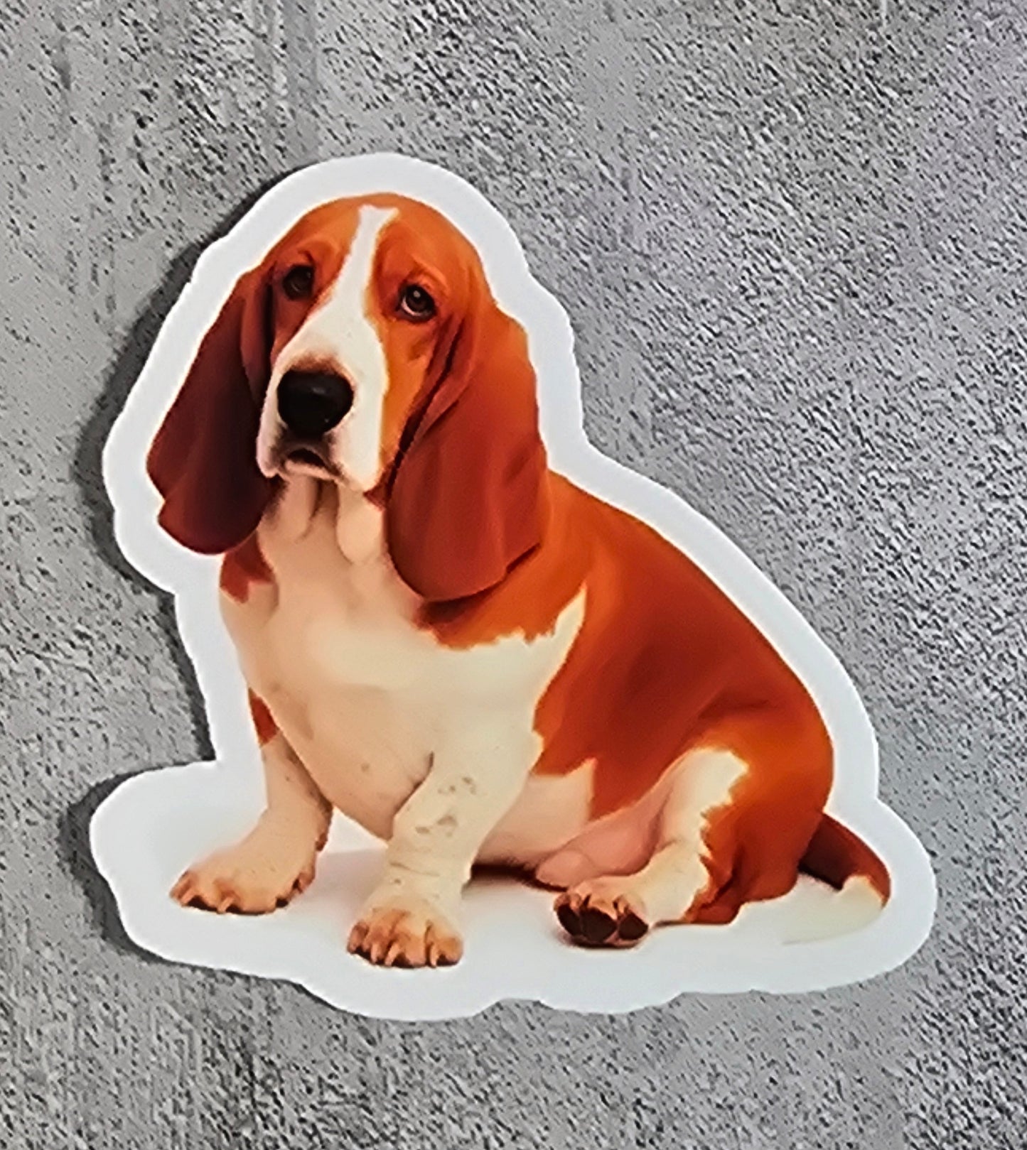 Basset Hound Dog Stickers – Watercolor Vinyl Sticker, 3” Durable Pet Decal for Laptop, Water Bottle, Journal