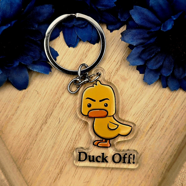 Funny Duck Keychain, Sassy Acrylic Charm, Cute Animal Gift, Sarcastic Bag Accessory - Designs by Mysh