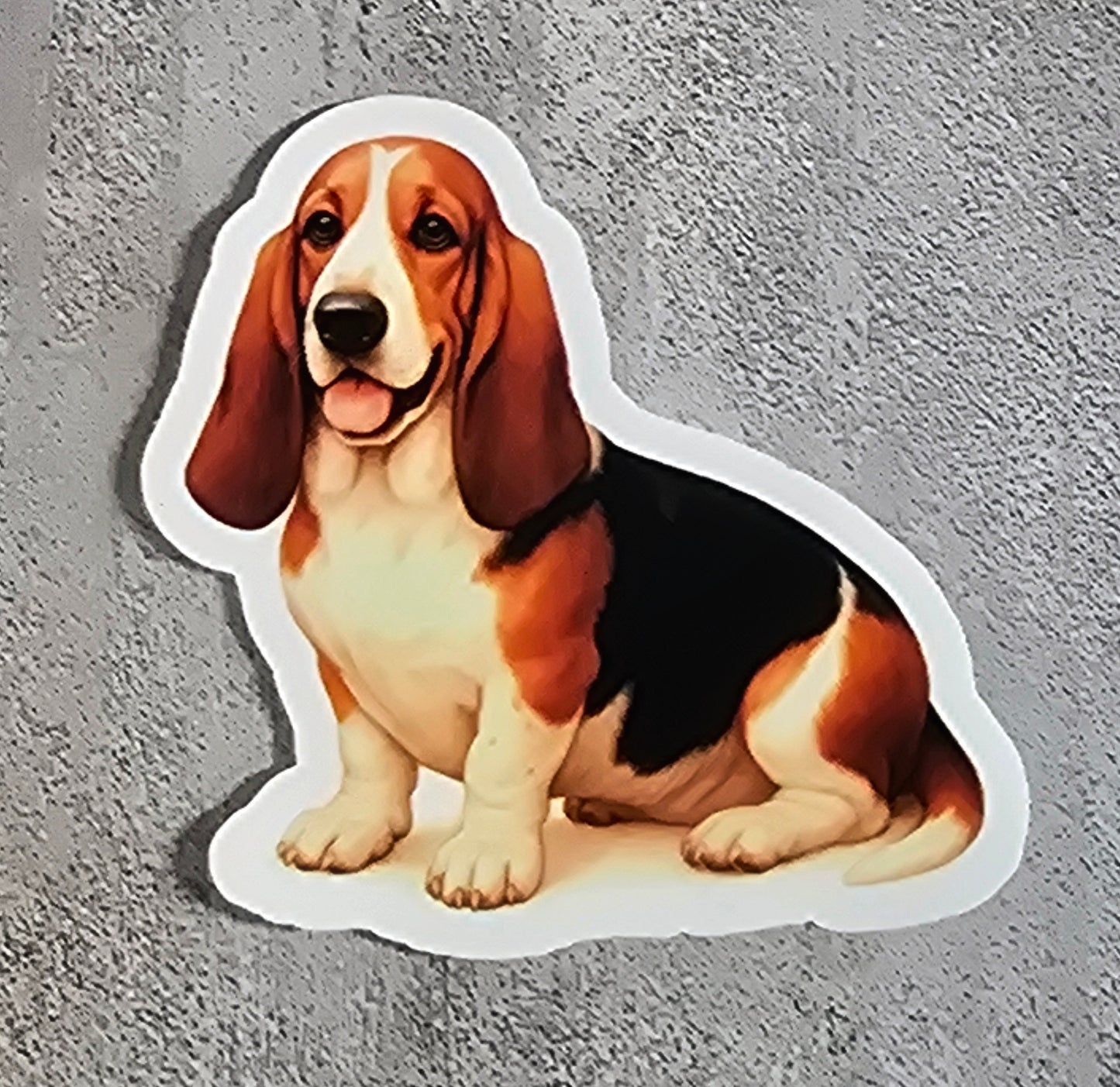 Basset Hound Dog Stickers – Watercolor Vinyl Sticker, 3” Durable Pet Decal for Laptop, Water Bottle, Journal