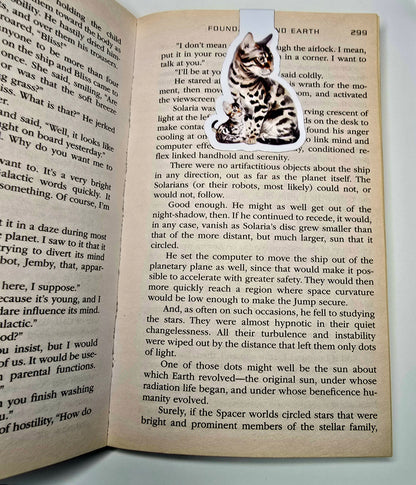 Bengal Cat and Kitten Magnetic Bookmark, Spotted Cat Page Marker, Handmade Book Lover Gift, Exotic Cat Mom Stationery