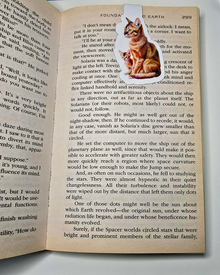 Abyssinian Cat and Kitten Magnetic Bookmark, Handmade Page Marker, Elegant Cat Mom Gift, Bookish Cat Lover Accessory - Designs by Mysh