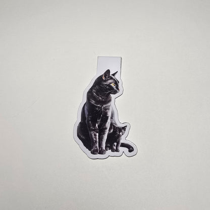 Black Cat and Kitten Magnetic Bookmark, Cat Mom Page Marker, Handmade Gift for Readers, Pet Lover Bookmark