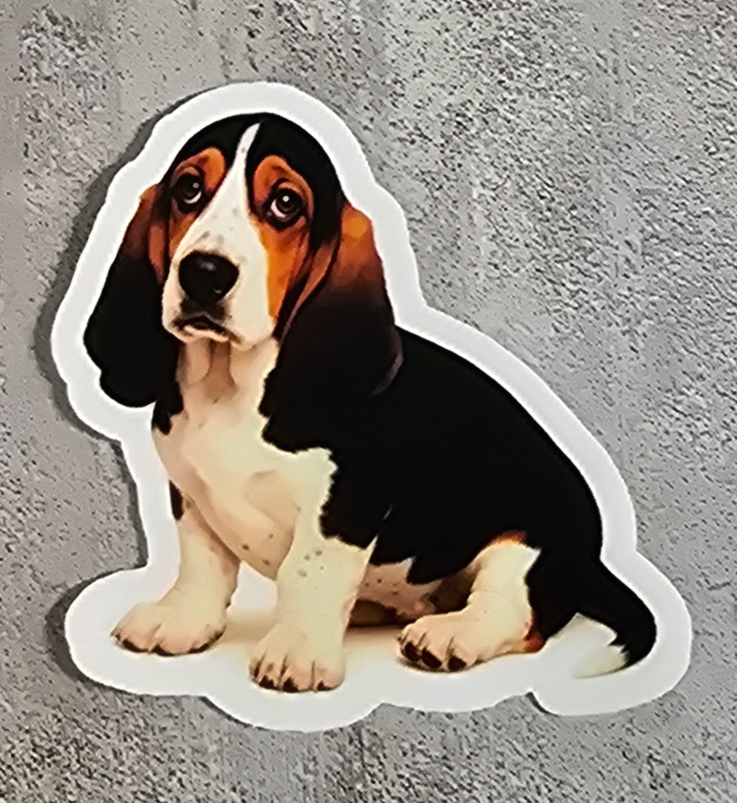 Basset Hound Dog Stickers – Watercolor Vinyl Sticker, 3” Durable Pet Decal for Laptop, Water Bottle, Journal