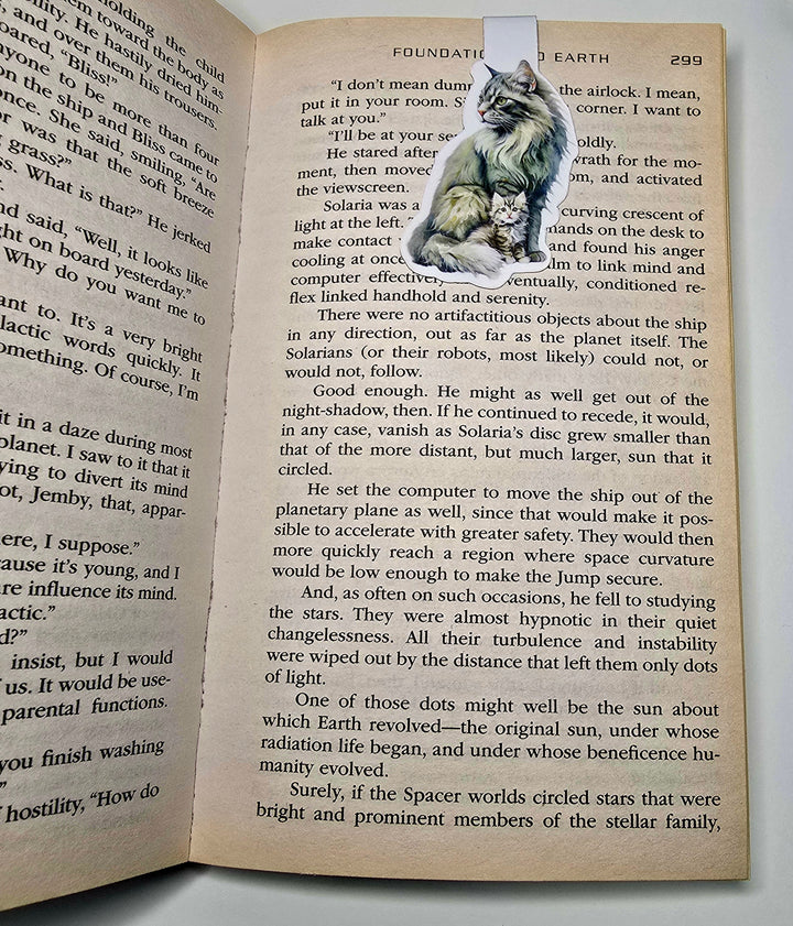 Norwegian Forest Cat Bookmark, Magnetic Cat Bookmark, Mama & Kitten Art, Bookish Gift for Cat Lovers - Designs by Mysh