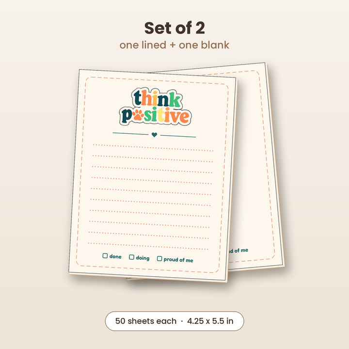 Think Pawsitive notepad set of 2, one lined and one blank