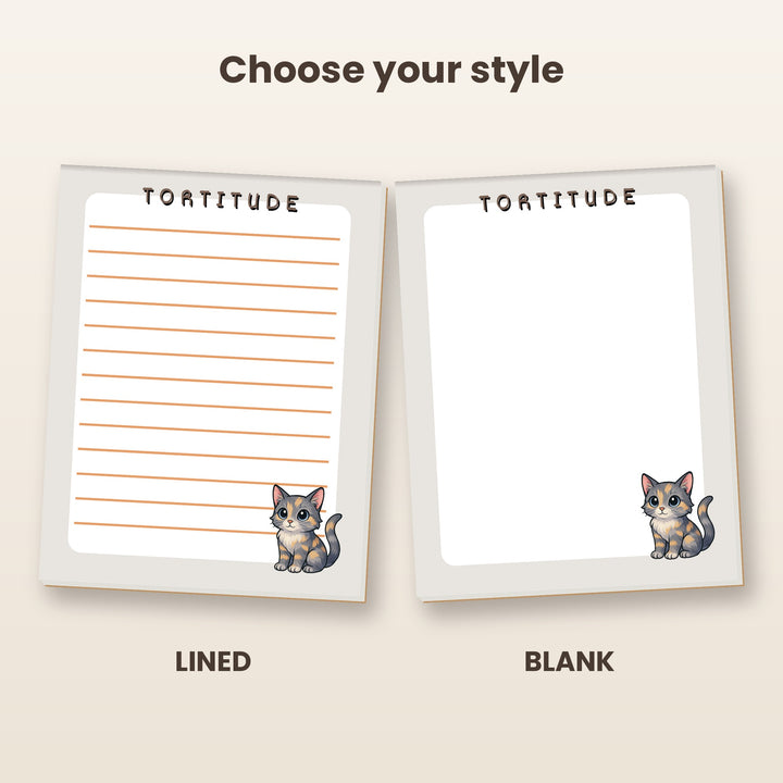 Tortoiseshell Cat notepad in lined and blank styles